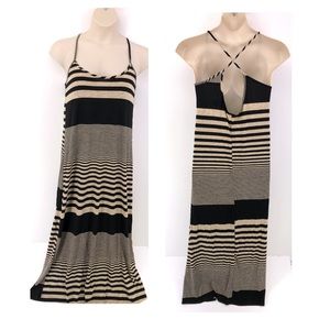Bubble B. Tan/Black Stripe Spaghetti Strap Dress XL
